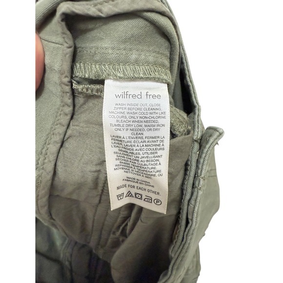 Aritzia Wilfred Free Olive Green Picture Cargo Pants Wide Leg Women's Size 2 EUC - Picture 8 of 12